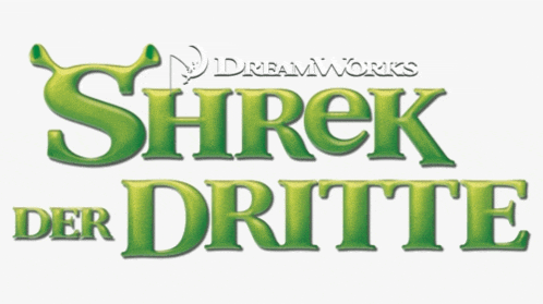 a logo for shrek der dritte written in green