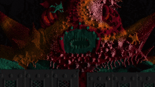a computer generated image of a monster with a skull and yellow eyes