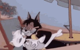 a cartoon of tom and jerry laying on the beach
