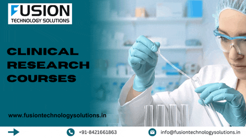 an ad for fusion technology solutions shows a female scientist