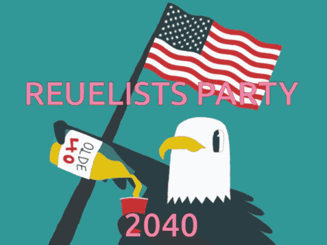 a bald eagle pouring a bottle of olde 40 into a cup