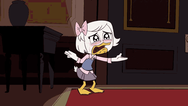 a cartoon of a girl duck with a bow on her head