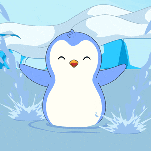 a cartoon penguin is splashing in the water