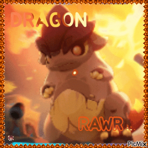 a picture of a dragon with the words dragon rawr written on it