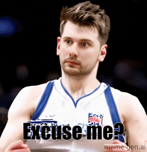 a basketball player with the words excuse me written on his chest
