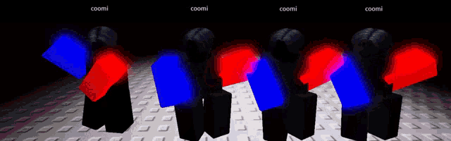 a row of red and blue blocks with the word coomi on the bottom right