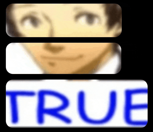 a blurry picture of a man 's face and the word true in blue