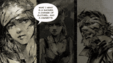 a comic strip shows a man and a woman and says what i want is a shower