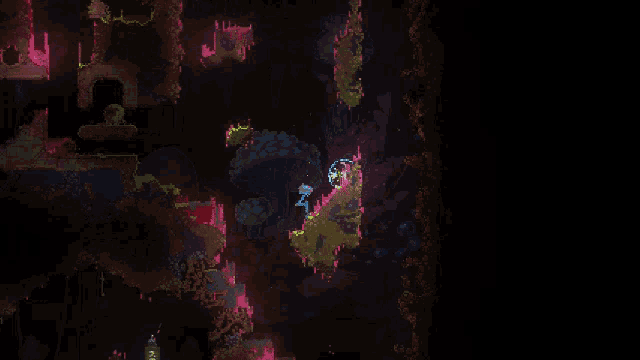 a screenshot of a video game with a few glowing lights