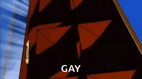 a cartoon illustration of a door with the word gay written on it .