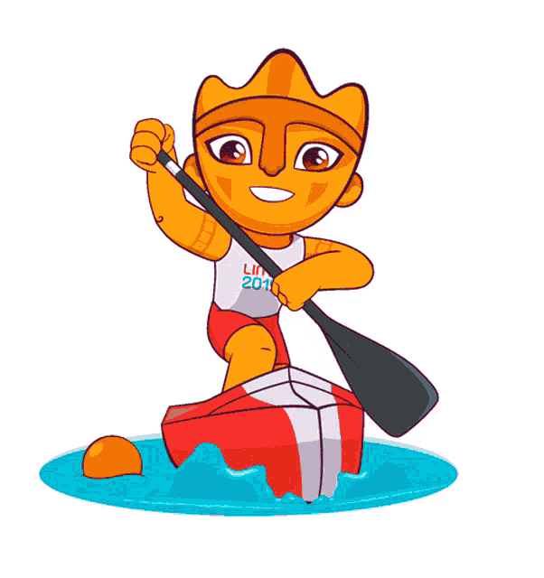 a cartoon drawing of a person in a boat with the year 2011 on their shirt