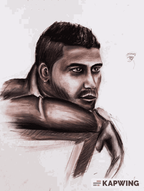 a drawing of a man with the word kapwing on the bottom right corner