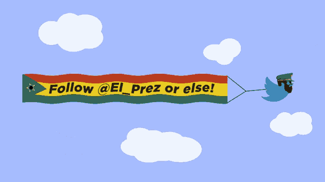 a banner that says follow @el_brez or else
