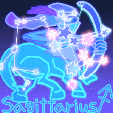 a neon sign of a sagittarius holding a bow and arrows