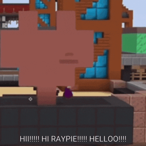 a screenshot of a video game with the words hi raypie hello on the bottom
