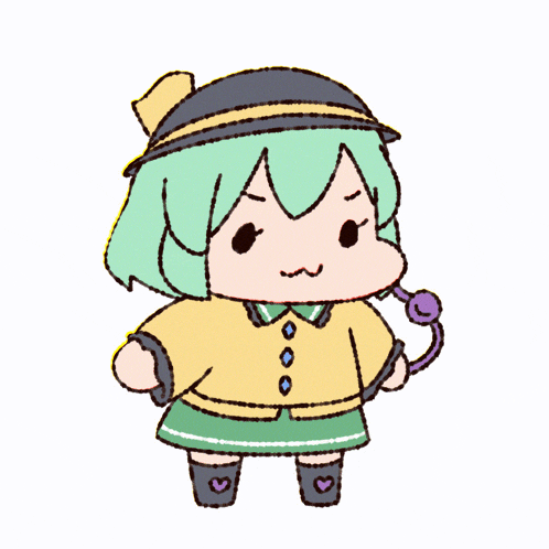 a drawing of a girl with green hair wearing a yellow jacket