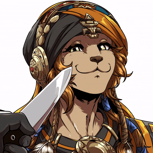 a cartoon of a woman holding a knife in her hand