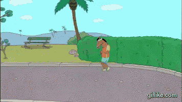 a cartoon of a horse running down a street with the website giflike.com at the bottom of the screen