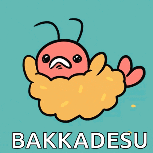 a cartoon drawing of a bug with the word bakkadesu underneath it