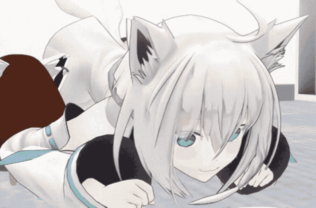 a cartoon character with white hair and green eyes