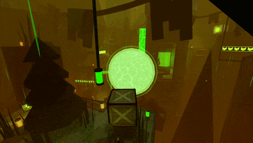 a computer generated image of a forest with a glowing sphere in the middle