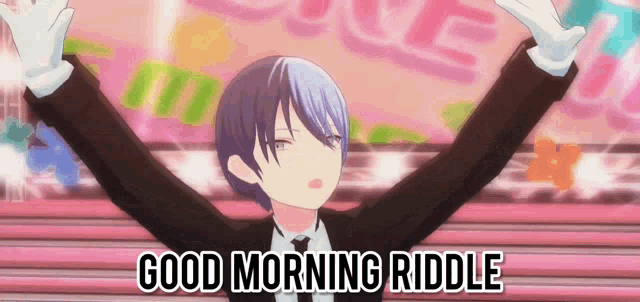 a good morning riddle is being displayed on a pink background