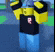 a blurred image of a person wearing a black shirt and yellow gloves .