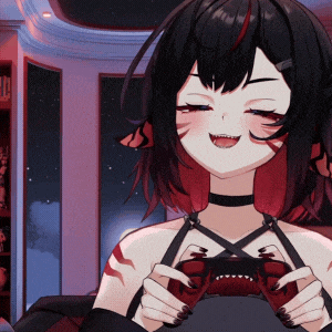 a girl with a choker on her neck is playing a video game