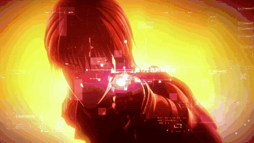 a woman is holding a gun in front of a screen that says ' ld-1441 '