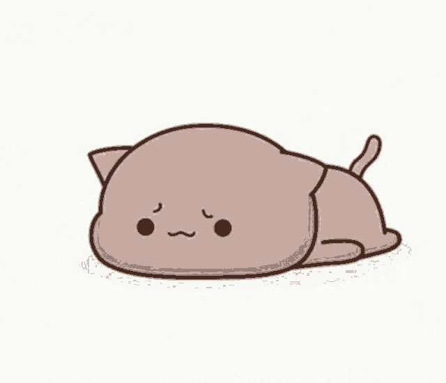 a cute cartoon cat is laying on its back on the floor .
