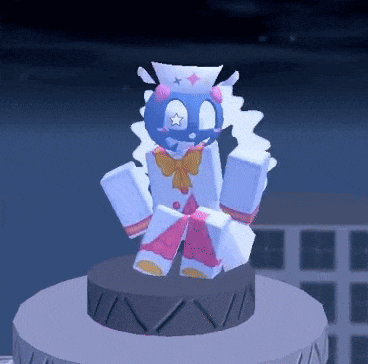 a statue of a cartoon character is sitting on top of a podium ..