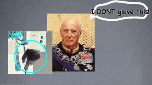 a picture of a man with a speech bubble that says i don t glove this