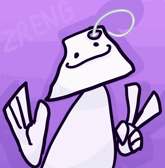 a drawing of a person with a tag on their head that says zreno on it