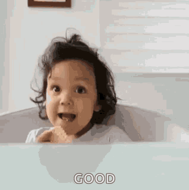 a little girl is sitting in a bathtub eating a cookie and making a face .