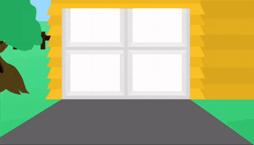 a cartoon illustration of a house with a white door