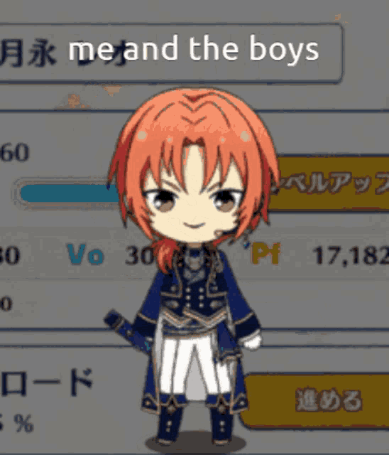 a cartoon character with the words me and the boys written on it