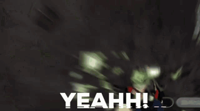 a man in a gaming chair is surrounded by money and says yeahh!
