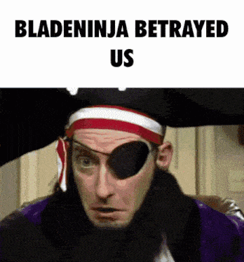 a man in a pirate costume has an eye patch on his left eye