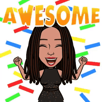 a cartoon of a woman with dreadlocks and the word awesome behind her