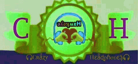 a logo for crazy headphones shows a heart and headphones