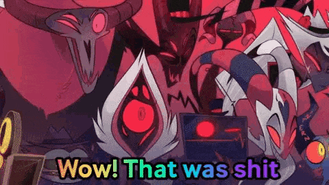 a cartoon of a group of monsters standing next to each other with the words wow that was shit .