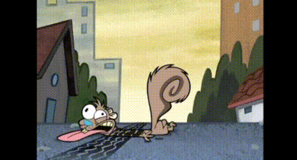 a cartoon of a squirrel with its tongue out