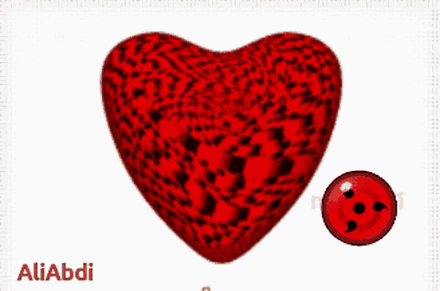 a red heart and a red circle with the name aliabdi on it