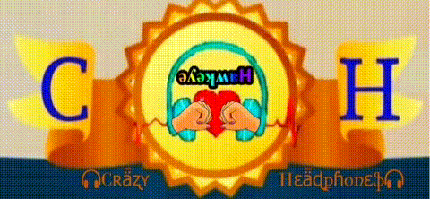 a logo for crazy headphones with a heart and hands