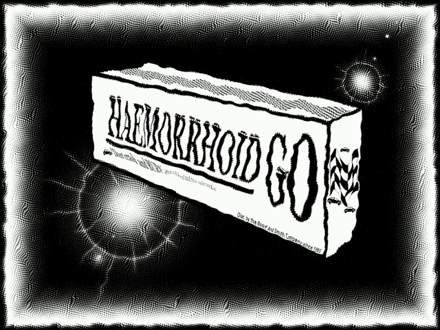 a black and white drawing of a brick with the word hemorrhoid go on it