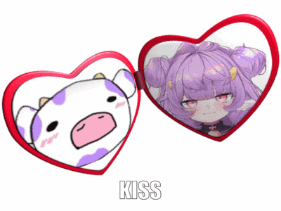 a heart shaped mirror with a picture of a girl on it and the word kiss below it