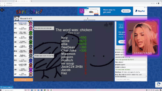 a screenshot of a game called skribble with the word chicken at the top