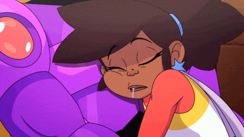 a cartoon of a girl with a tear coming out of her nose