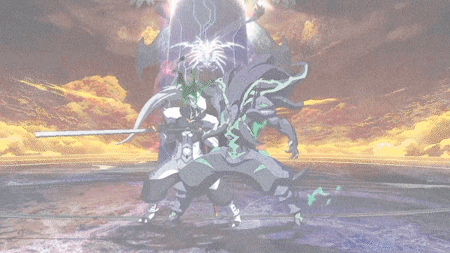 a video game character is fighting another character in a battle