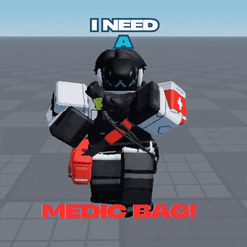 a video game character with a medic bag on his back